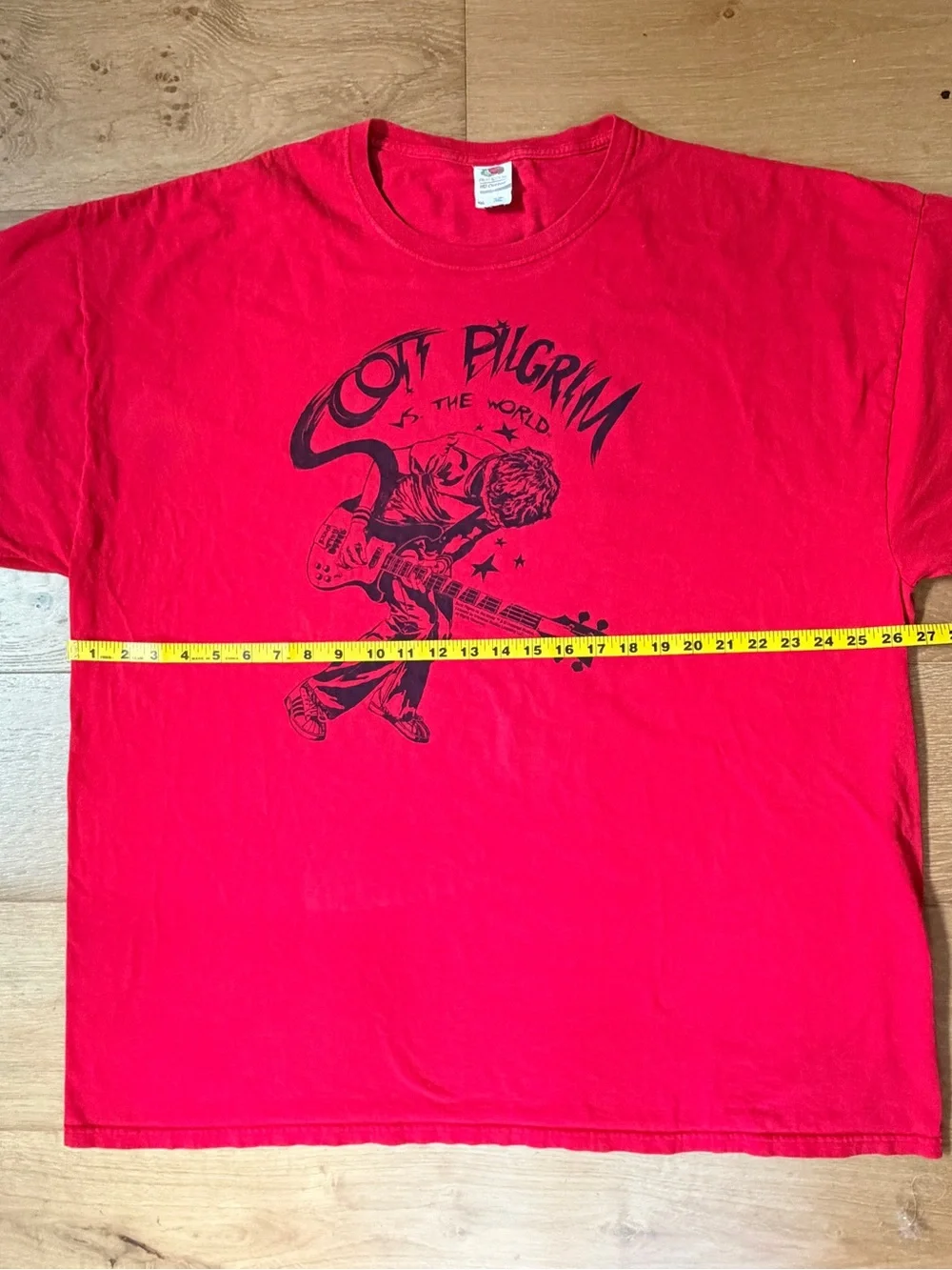 Scott Pilgrim Vs The World Bass Guitar Movie Promo Graphic Tee Red 3XL Indie Y2K
